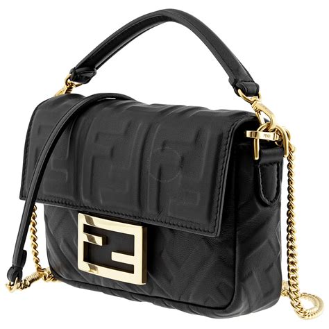 small black fendi handbag|Fendi baguette black leather.